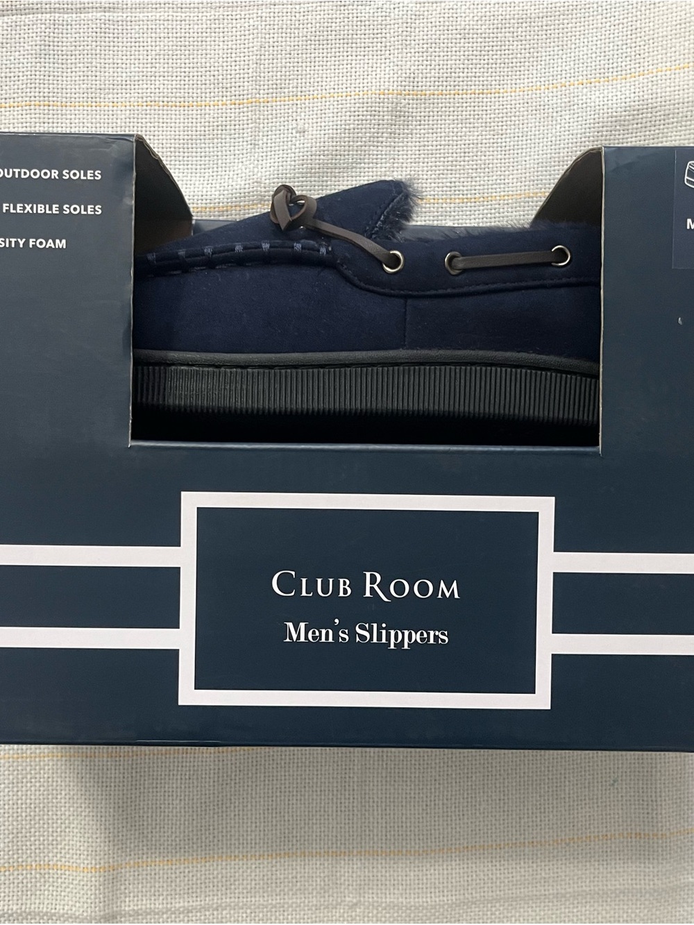 Club Room Men's Navy Slip-On Moccasin Slippers